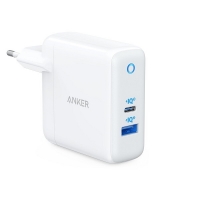 Зарядно устройство Anker PowerPort+ 2 PD, 35W, USB-A, USB-C, бял, снимка 1 - Резервни части за телефони - 36101304