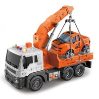 Камион пътна помощ - репатрак с оранжева кола 1:16, снимка 1 - Коли, камиони, мотори, писти - 41683271
