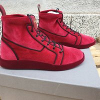 GIUSEPPE ZANOTTI Red Velvet High Top Sneakers Мъжки Велурени Кецове size 41, снимка 2 - Кецове - 42383947