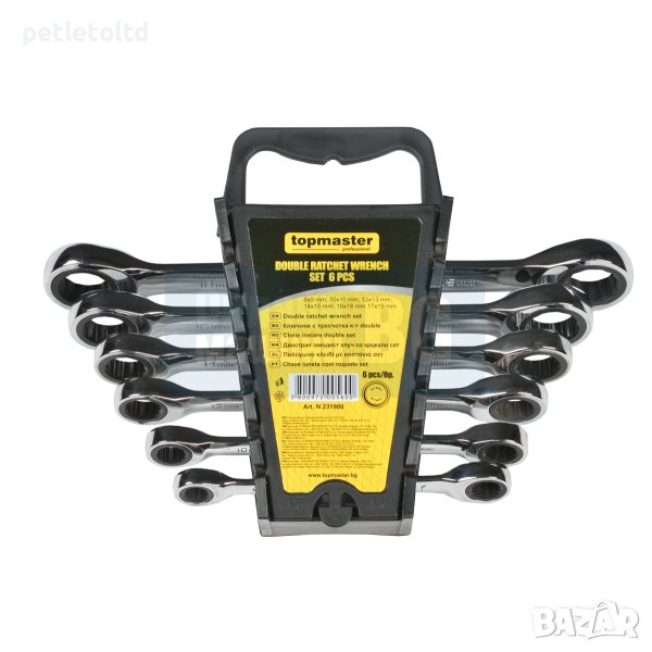 Комплект звездогаечни ключове 8 - 19 (с тресчотен механизъм) 8x9; 10x11; 12x13; 14х15; 16х18; 17х19, снимка 1