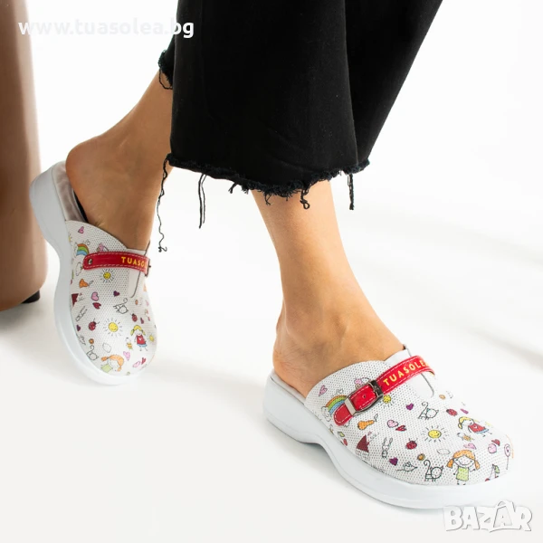 Работни чехли от естествена кожа с гел стелка | Марка Tuasolea, снимка 1