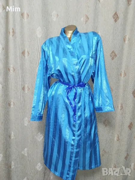 KING M/ XXL / Silk /Син сатенен халат , снимка 1