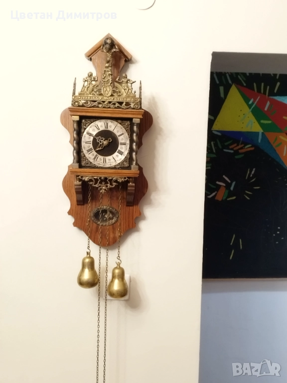 Антикварен стенен холандски часовник - Franz Hermle Атлас , снимка 1