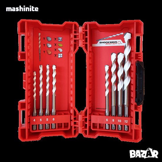 Промоция!Свредла комплект за бетон 4-12 мм, 8 бр. Multi Material Milwaukee, снимка 1