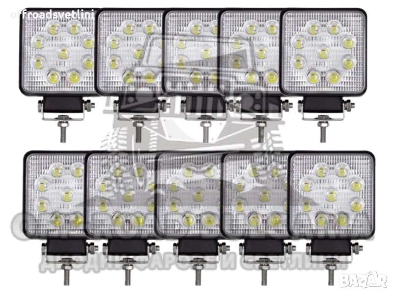 10 БРОЯ 27W Квадратни Диодни Фарове за джипове трактори мотокари, снимка 1
