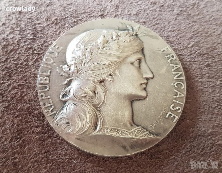 Сребърен Медал за награда на Франция по стрелба плакет жетон, снимка 1