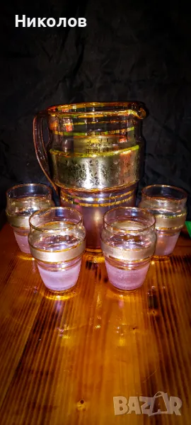 Декантер за вино комплект с чаши и ваза, снимка 1