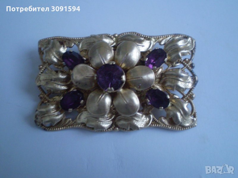 Арт Деко брошка с аметист, снимка 1