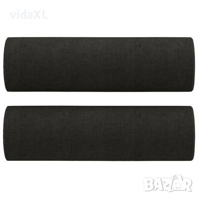 vidaXL Декоративни възглавници, 2 бр, черни, Ø15x50 см, плат（SKU:349505, снимка 1