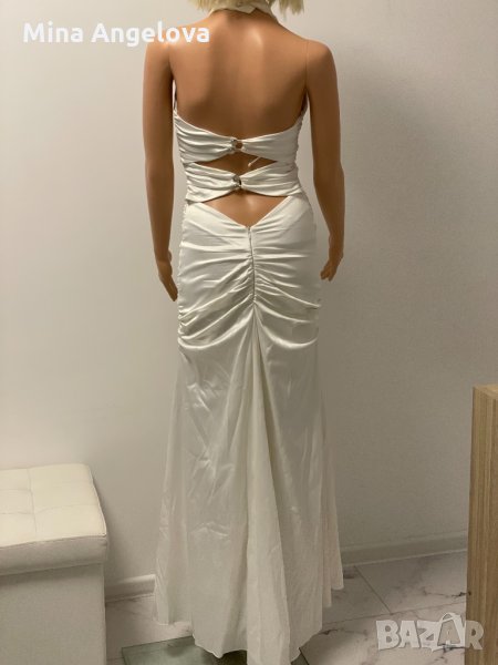 Бяла рокля от сатен, снимка 1
