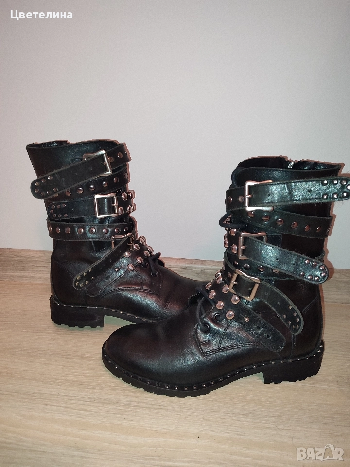 Боти Pinko - Leather biker boots, снимка 1