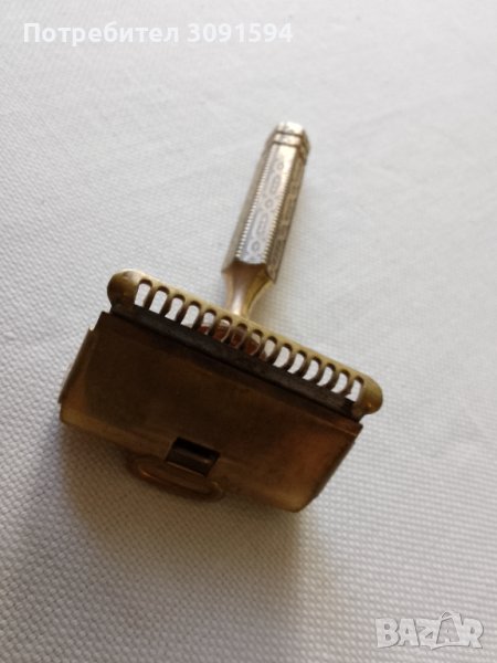 1912г  БЕЗОПАСНА САМОБРЪСНАЧКА С ЕДНО ОСТРИЕ И ДРЪЖКА В СТИЛ АРТ ДЕКО, снимка 1