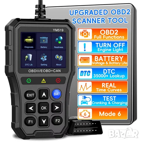 Професионален автомобилен диагностичен кодочетец YM519 Full OBD2 EOBD, снимка 1