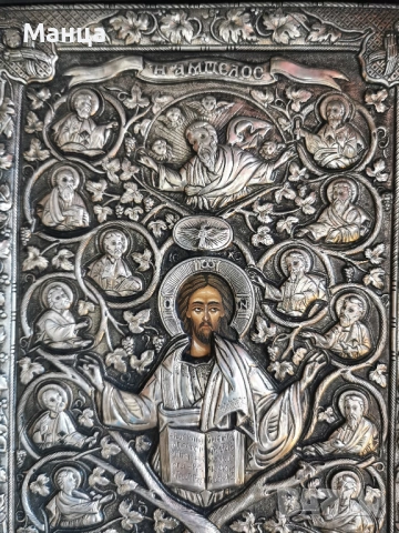 Сребърна гръцка икона, снимка 3 - Икони - 53747553