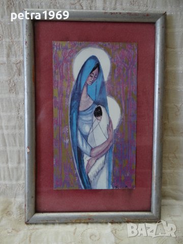 Стара картина "Богородица с младенеца" в рамка