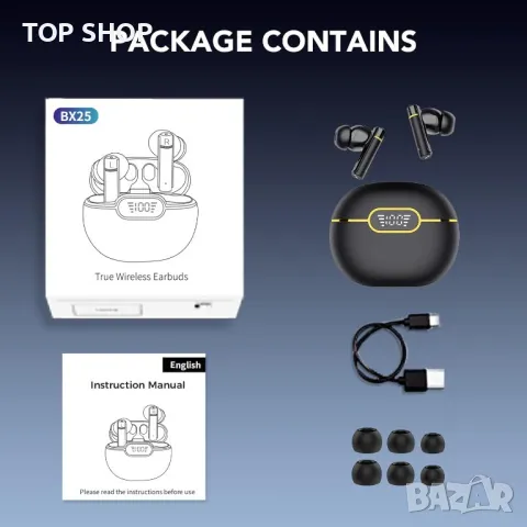 Безжични слушалки Bluetooth 5.3 Ipx7 водоустойчиви, управление с докосване, черни, снимка 3 - Bluetooth слушалки - 49731185