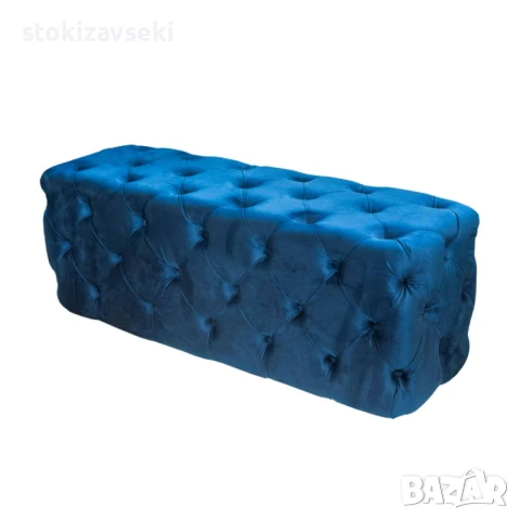 Табуретка плюш, син цвят,110*38*42см, снимка 2 - Дивани и мека мебел - 51220926