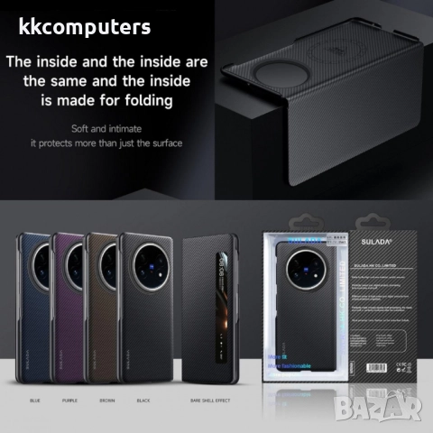 Калъф SULADA Kevlar за vivo X Fold5 – смарт капак с прозорец, кожена текстура и магнитна функция, ра, снимка 2 - Калъфи, кейсове - 52221758