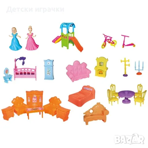 Къща за кукли с мебели и фигурки, за сглобяване , снимка 4 - Кукли - 49246869