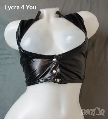 S лачено винил бюстие с широко деколте, снимка 5 - Корсети, бюстиета, топове - 47414325