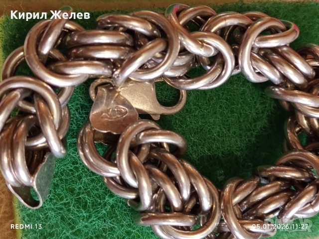Масивна сребърна гривна Кралска плетка майсторска ръчна изработка 50772, снимка 7 - Гривни - 52984918