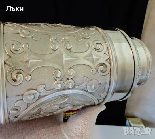 Халба от калай 1.5 л., 1.3 кг.,лов,покер. , снимка 12 - Антикварни и старинни предмети - 50235813