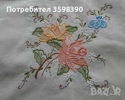 Памучна покривка с бродерия 260×170 см., 12 салфетки , снимка 3 - Покривки за маси - 53848323