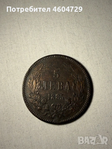 5 лева 1885, снимка 2 - Нумизматика и бонистика - 53731475