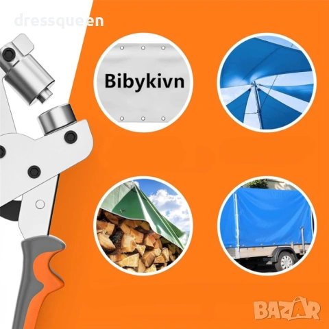 4891 Професионални клещи за капси 10мм + Комплект 200 бр. метални капси – за банери и кожа, снимка 3 - Клещи - 53624464