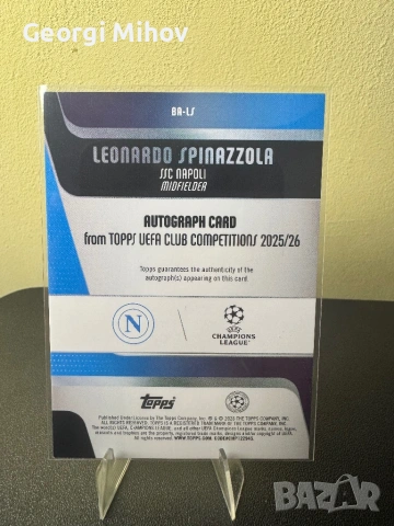 Leonardo Spinazzola Auto – Topps UEFA Champions League Autograph Napoli, снимка 2 - Колекции - 53844369