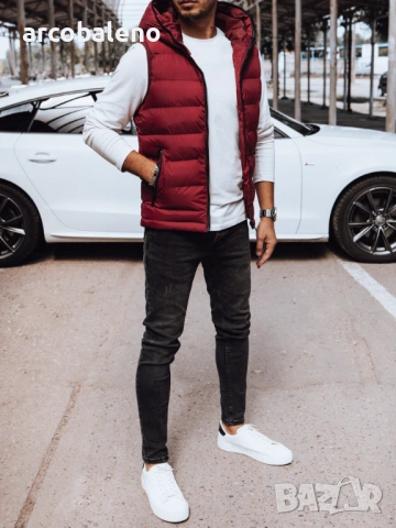 Ликвидация! Мъжка ватирана жилетка с качулка, 3цвята , снимка 3 - Суичъри - 47586150