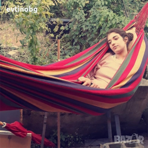 Голям цветен хамак с красиви и цветни шарки/ Размер: 190 х 80 см; / Цвят: Червен, снимка 5 - Градински мебели, декорация  - 53864669