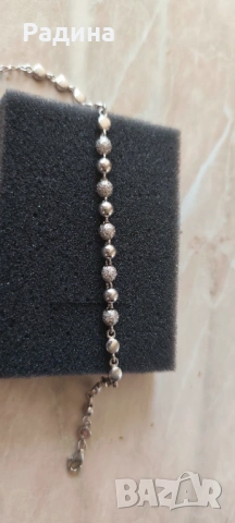 Сребърна ефектна гривна дължина 16+5 см удължение, снимка 2 - Гривни - 53653380