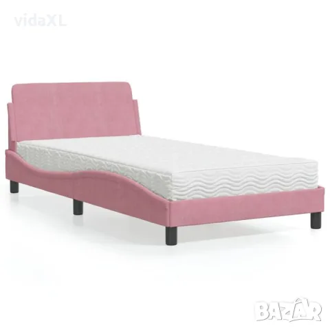 vidaXL Легло с матрак Dover, розово, 100x200 см, кадифе（SKU: 3208356）, снимка 2 - Спални и легла - 56109302