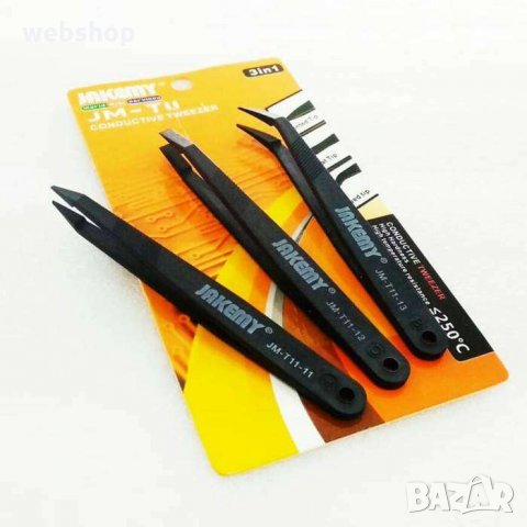 Комплект от 3 бр. Антистатични пинсети до 250°C, снимка 2 - Други инструменти - 35761592