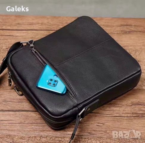 Мъжка модерна бутикова чанта с голям капацитет /Черна естествена кожа!, снимка 9 - Чанти - 53259402