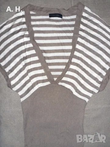 Блуза на райета с къс ръкав/ елече, снимка 1