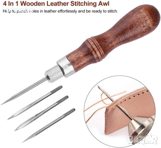 професионално кожарско, сарашко шило с 4 остриета, за кожа, ново, снимка 6 - Други инструменти - 30304046