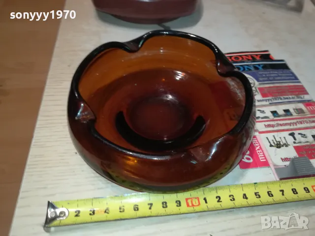 ПЕПЕЛНИК-КАФЯВО СТЪКЛО 1405251634, снимка 8 - Антикварни и старинни предмети - 50288175