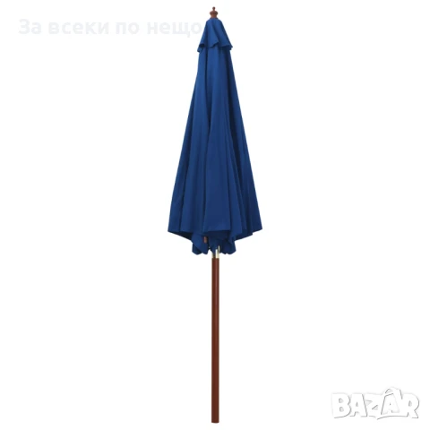 Чадър С Дървен Прът, 300x258 См, Син Код P647, снимка 2 - Градински мебели, декорация  - 50577276