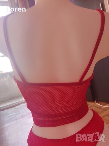 Късо секси мрежесто потниче в червено , снимка 5 - Потници - 41673834