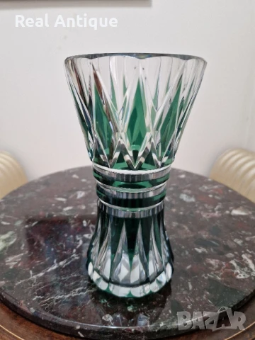 Превъзходна антикварна колекционерска белгийска кристална ваза Val Saint Lambert , снимка 2 - Вази - 51040147