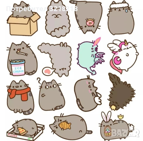 Микс от 20бр. лепенки с Pusheen котета, снимка 2 - Други - 50507427