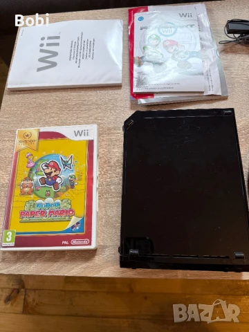 Nintendo Wii RVL-101 (Family Edition) (Black) – пълен комплект + Zelda (2 игри) и Super Paper Mario, снимка 4 - Nintendo конзоли - 50712651