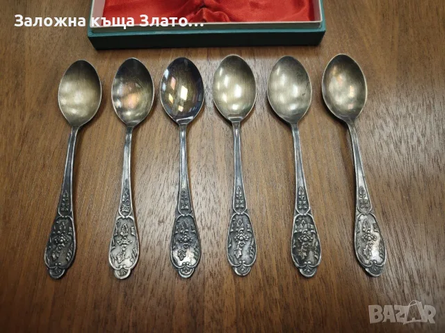 Сребърен комплект лъжици 6 бр. проба 925 със златно покритие и сертификат за качество !, снимка 5 - Прибори за хранене, готвене и сервиране - 55850717