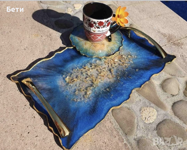 Поднос за сладки на 3 етажа и подложки за чаши, снимка 4 - Прибори за хранене, готвене и сервиране - 34827361