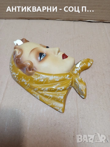 Стара Гипсова Фигура Лице На Жена С Цветна Забрадка. НОМЕР 1667., снимка 10 - Антикварни и старинни предмети - 53759414