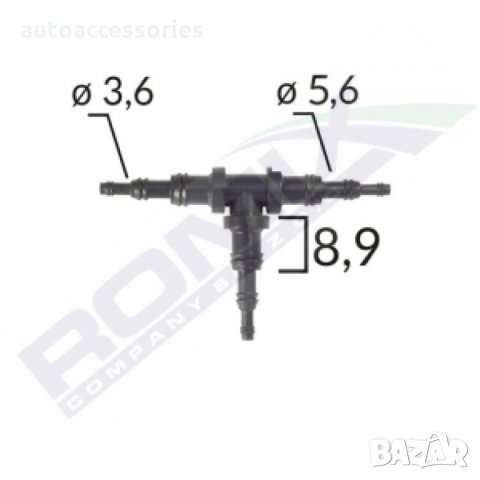 Връзка за стъклопочистваща система, тип Тройник, Пластмасов, Универсален, Ф- 3.6x5.6x8.9 mm, L-90мм/, снимка 1
