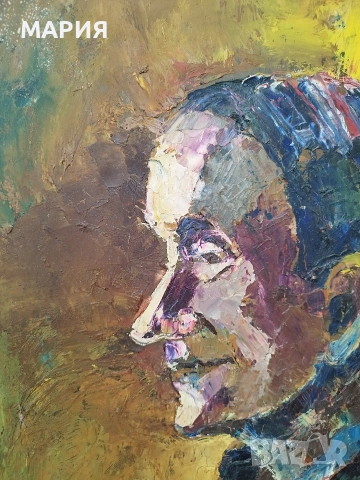 Експресивен български портретен етюд – масло върху фазер, снимка 2 - Антикварни и старинни предмети - 53756949