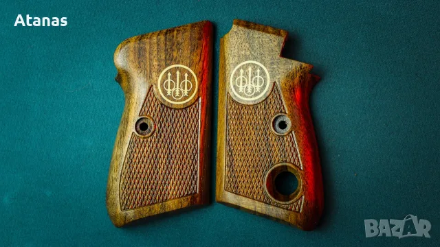 Чирени за Берета/Beretta M71 - орехови - ръчноизработени - инкрустирано лого